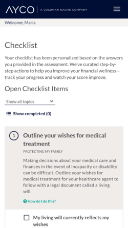 Actions are personalized for each member.