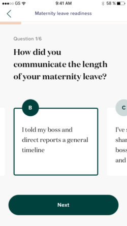 Members can get advice about preparing for maternity leave.
