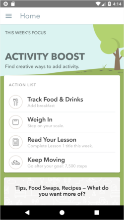 Members can see their action list for the week.