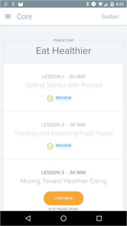 Members can complete lessons to improve their health.