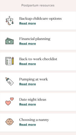 Members can access resources relevant to their stage of maternal health.