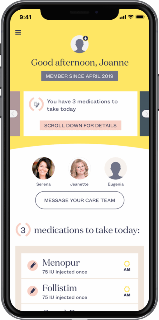 Members can manage their fertility care and medications.