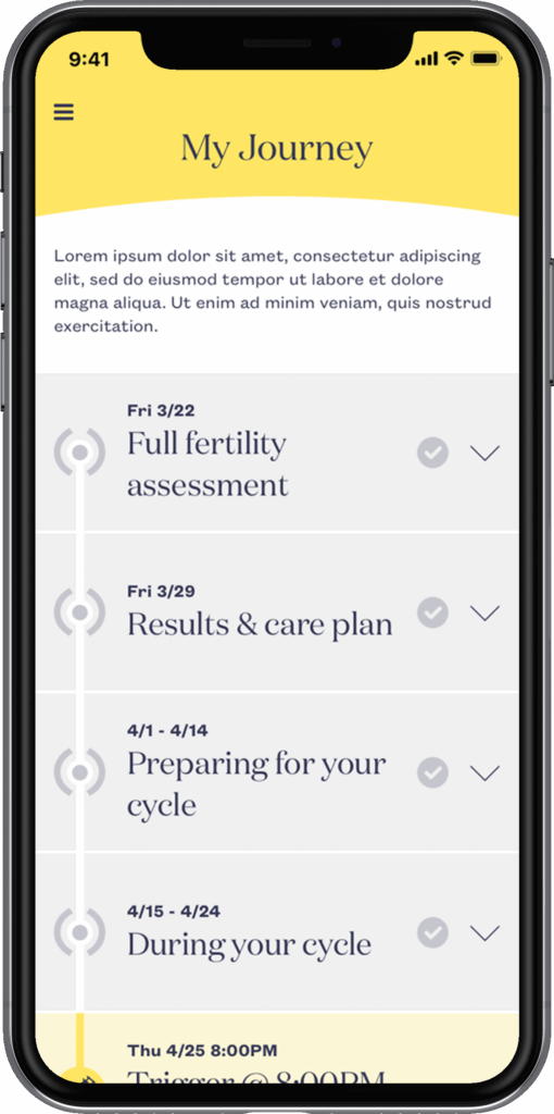 Members can track their fertility journey each step of the way.